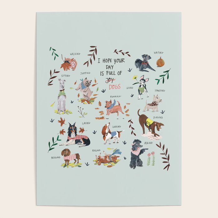 Dog lover person cute dogs breed pattern Poster Gallery Image 4