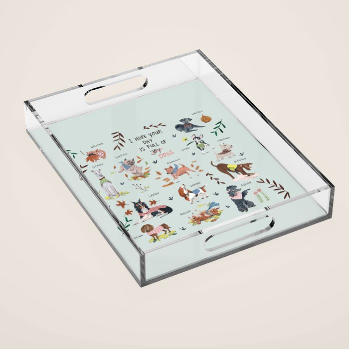 Dog lover person cute dogs breed pattern Acrylic Tray Gallery Image 1