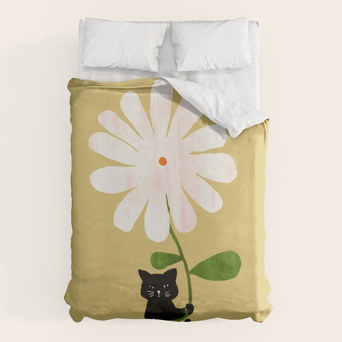 Cat with flower Duvet Cover Gallery Image 6