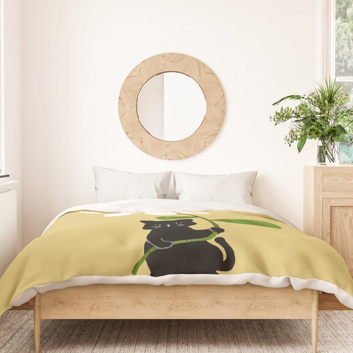 Cat with flower Duvet Cover Gallery Image 3