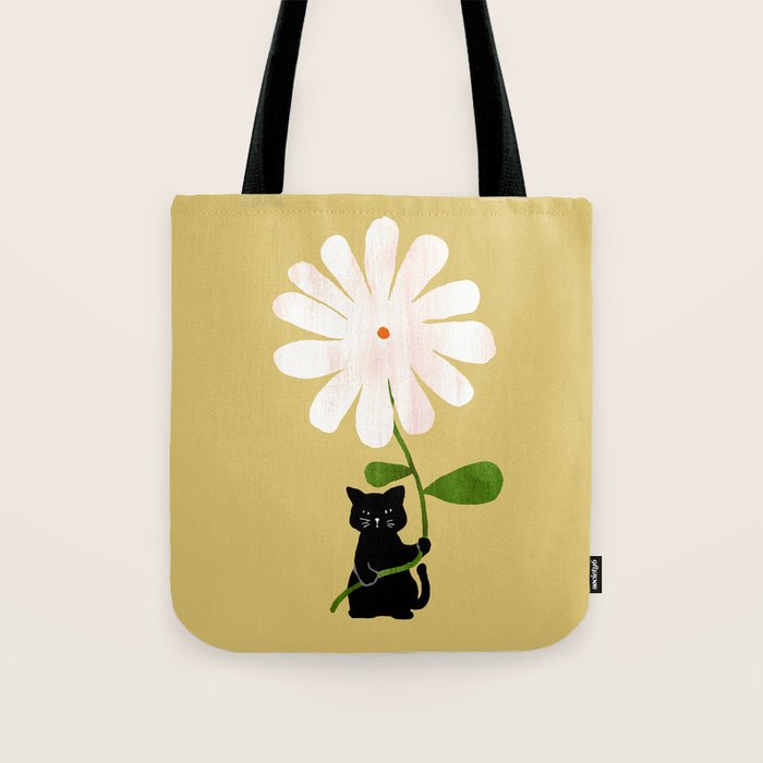 Cat with flower Tote Bag Gallery Image 1