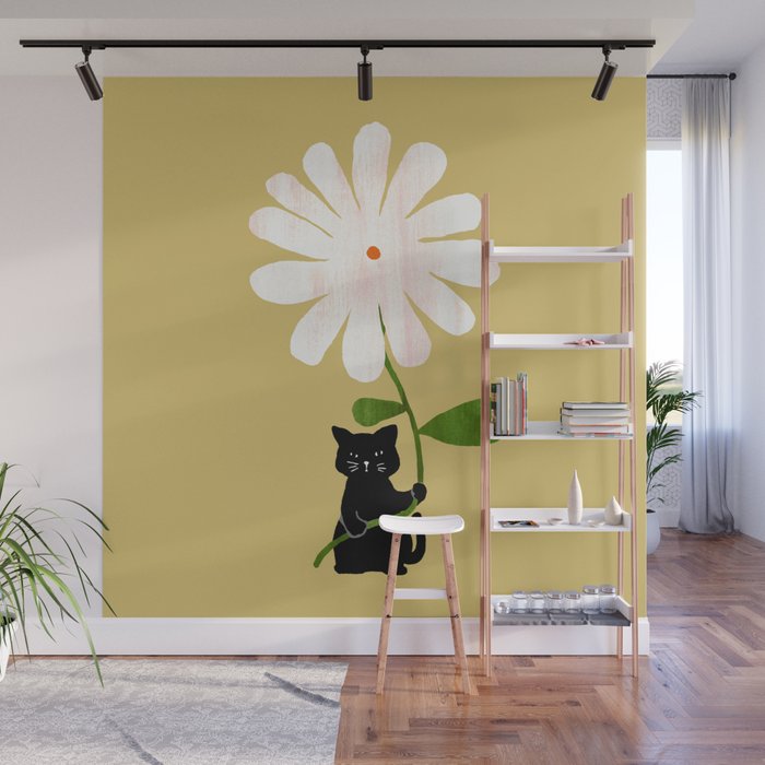 Cat with flower Wall Mural Gallery Image 1
