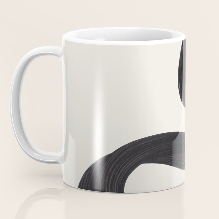 Minimalist Abstract Art Smoke Genie In The Lamp Mythical Magical Ink Art Black & White Coffee Mug Gallery Image 3