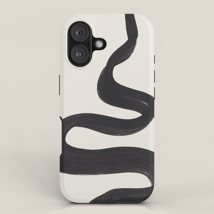 Minimalist Abstract Art Smoke Genie In The Lamp Mythical Magical Ink Art Black & White iPhone Case Gallery Image 1