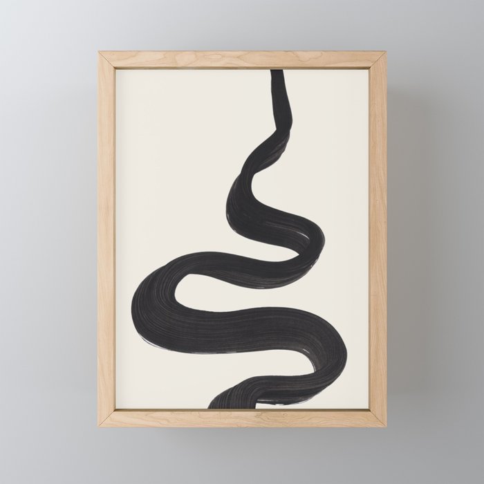 Minimalist Abstract Art Smoke Genie In The Lamp Mythical Magical Ink Art Black & White Mini Art Print Gallery Image 1