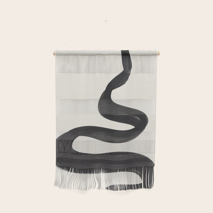 Minimalist Abstract Art Smoke Genie In The Lamp Mythical Magical Ink Art Black & White Wall Hanging Gallery Image 1