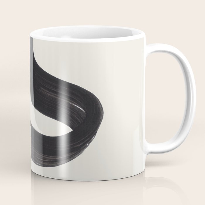 Minimalist Abstract Art Smoke Genie In The Lamp Mythical Magical Ink Art Black & White Coffee Mug Gallery Image 1