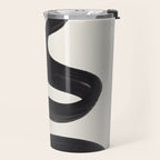 Minimalist Abstract Art Smoke Genie In The Lamp Mythical Magical Ink Art Black & White Travel Mug Gallery Image 2
