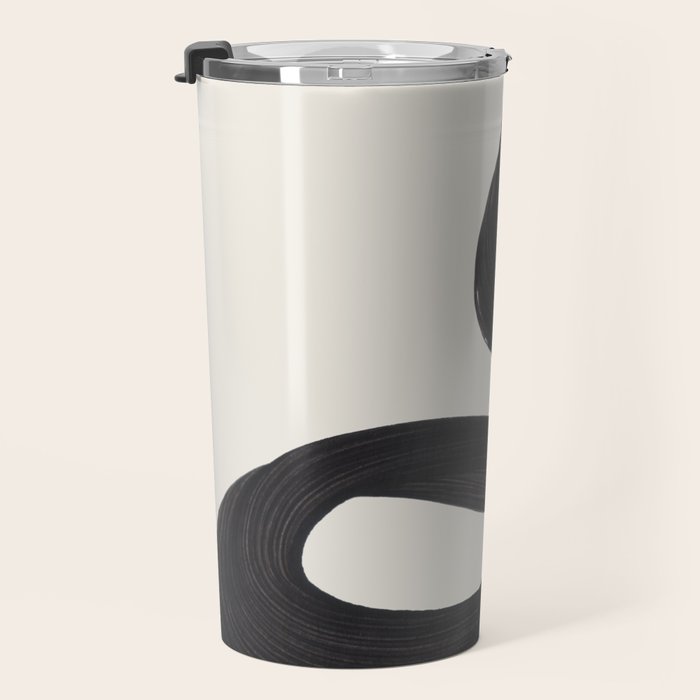 Minimalist Abstract Art Smoke Genie In The Lamp Mythical Magical Ink Art Black & White Travel Mug Gallery Image 3