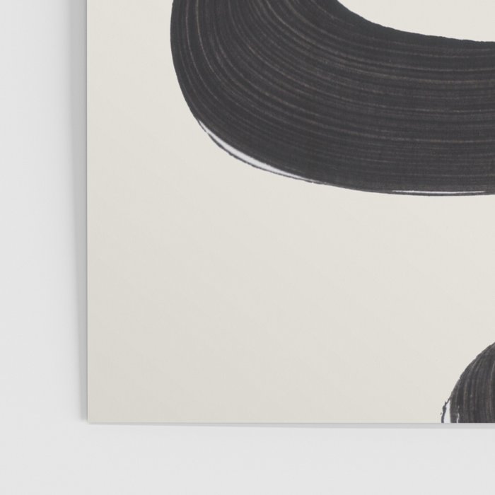 Minimalist Abstract Art Smoke Genie In The Lamp Mythical Magical Ink Art Black & White Poster Gallery Image 3