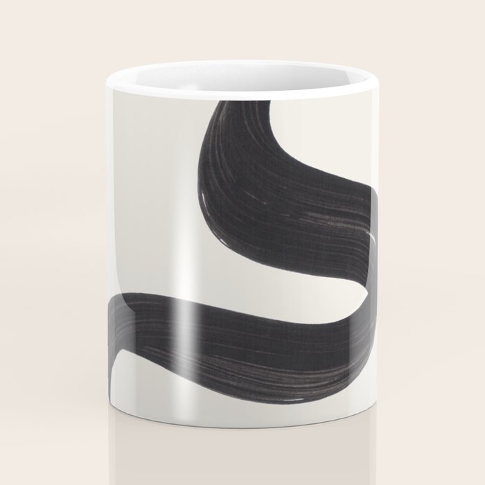 Minimalist Abstract Art Smoke Genie In The Lamp Mythical Magical Ink Art Black & White Coffee Mug Gallery Image 4