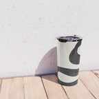 Minimalist Abstract Art Smoke Genie In The Lamp Mythical Magical Ink Art Black & White Travel Mug Gallery Image 4