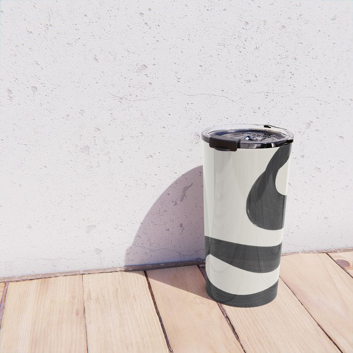Minimalist Abstract Art Smoke Genie In The Lamp Mythical Magical Ink Art Black & White Travel Mug Gallery Image 4