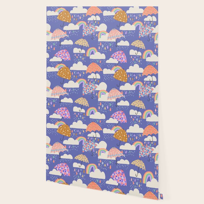 Spring Rain with Umbrellas Wallpaper Gallery Image 2
