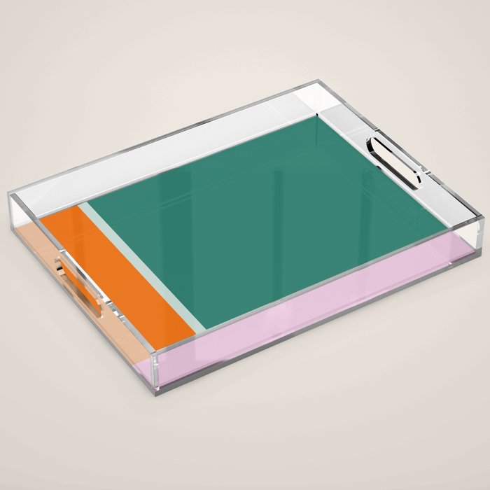 Color Block in Green and Orange Acrylic Tray Gallery Image 1