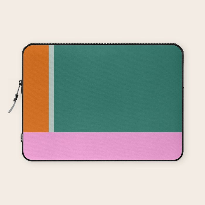 Color Block in Green and Orange Laptop Sleeve Gallery Image 1
