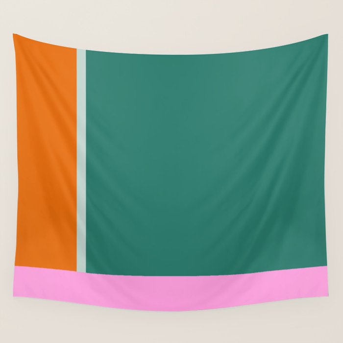 Color Block in Green and Orange Wall Tapestry Gallery Image 4