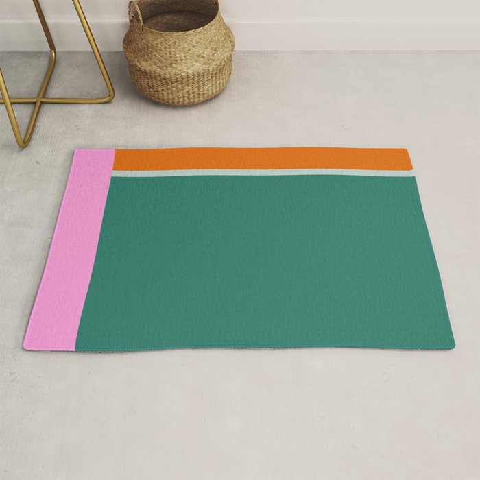 Color Block in Green and Orange Rug Gallery Image 1