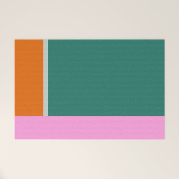 Color Block in Green and Orange Welcome Mat Gallery Image 1