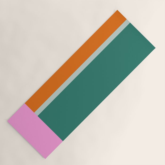 Color Block in Green and Orange Yoga Mat Gallery Image 1