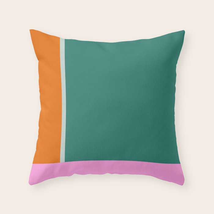 Color Block in Green and Orange Throw Pillow Gallery Image 6