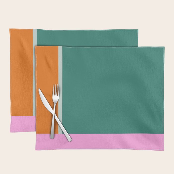 Color Block in Green and Orange Placemat Gallery Image 1