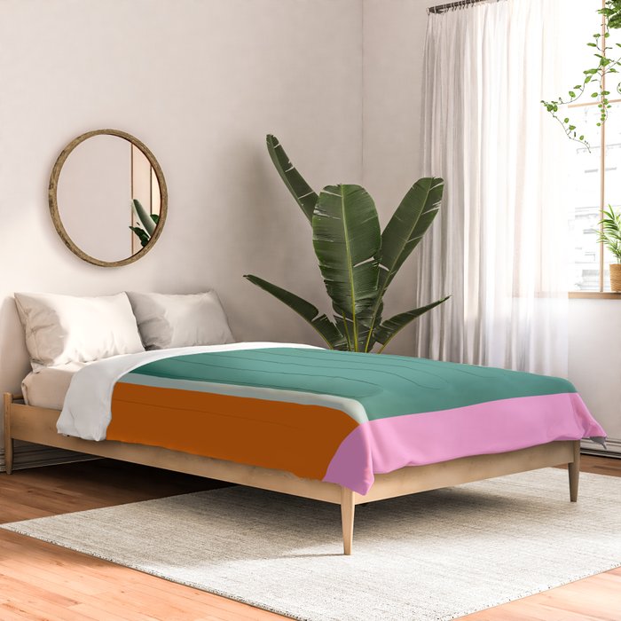 Color Block in Green and Orange Comforter Gallery Image 2