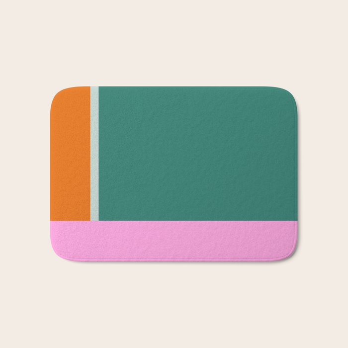 Color Block in Green and Orange Bath Mat Gallery Image 1