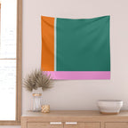 Color Block in Green and Orange Wall Tapestry Gallery Image 2