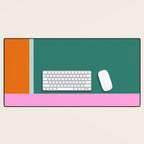 Color Block in Green and Orange Desk Mat Gallery Image 1