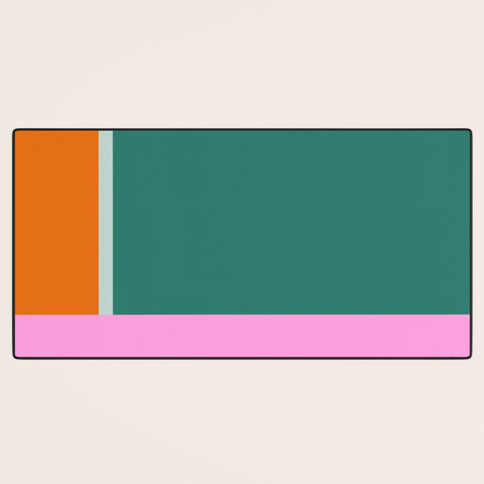 Color Block in Green and Orange Desk Mat Gallery Image 3