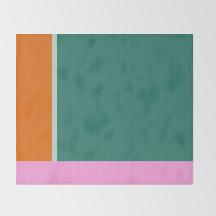 Color Block in Green and Orange Throw Blanket Gallery Image 2