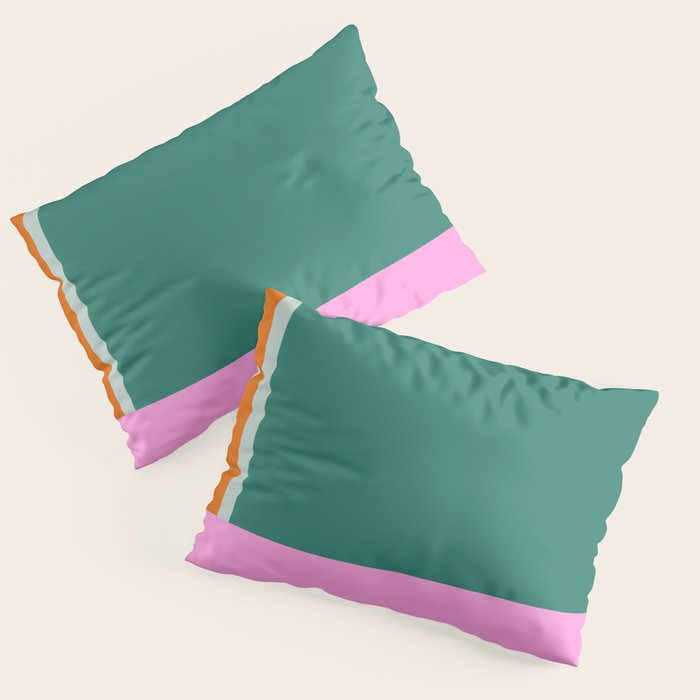 Color Block in Green and Orange Pillow Sham Gallery Image 1