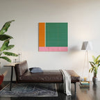 Color Block in Green and Orange Wood Wall Art Gallery Image 2