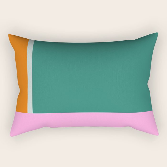 Color Block in Green and Orange Rectangular Pillow Gallery Image 1