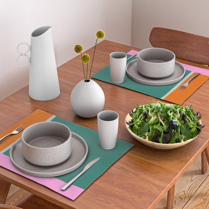 Color Block in Green and Orange Placemat Gallery Image 2