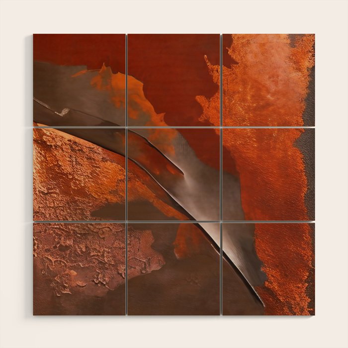 Rust and Metal Japandi Art Wood Wall Art Gallery Image 1