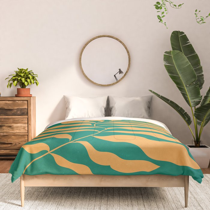 JAZZ FERNS 02 | Tropical Green & Casablanca Matisse Edition Comforter Gallery Image 3