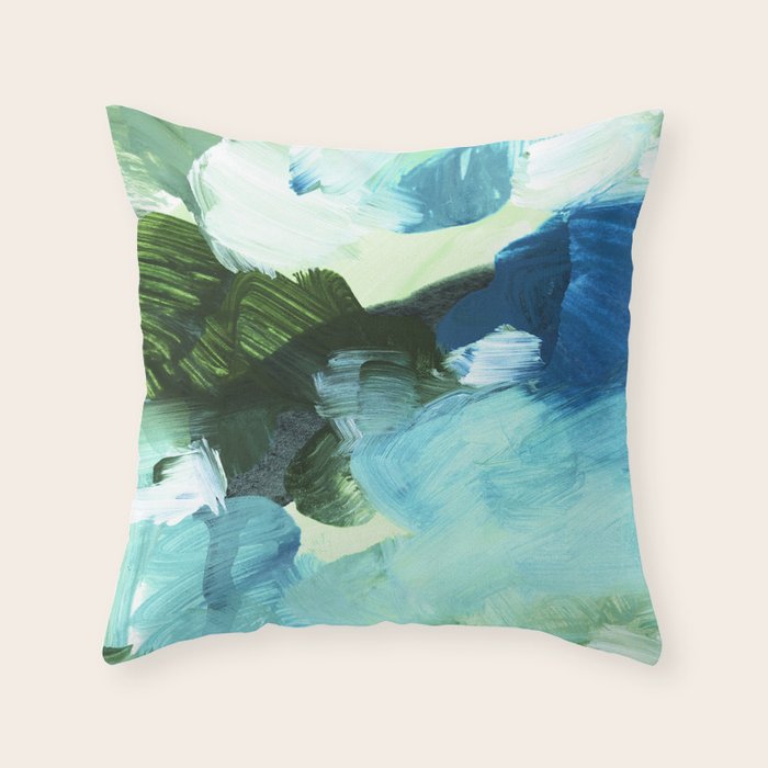 bluegreen brushstrokes Throw Pillow Gallery Image 6