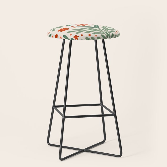 Branches and flowers -  red and green Stool Gallery Image 1