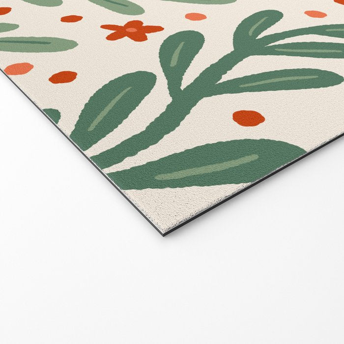 Branches and flowers -  red and green Welcome Mat Gallery Image 2