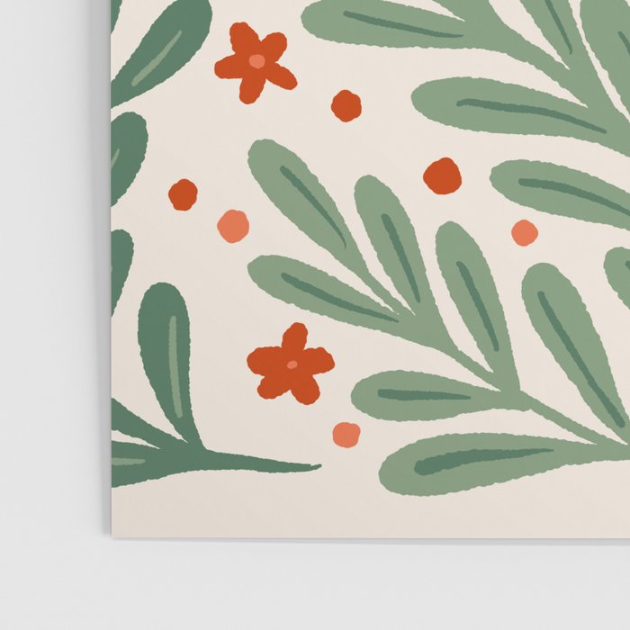 Branches and flowers -  red and green Poster Gallery Image 3