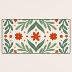 Branches and flowers -  red and green Desk Mat Gallery Image 3