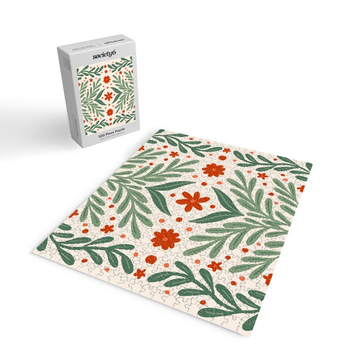 Branches and flowers -  red and green Jigsaw Puzzle Gallery Image 2
