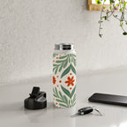 Branches and flowers -  red and green Water Bottle Gallery Image 4
