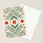 Branches and flowers -  red and green Stationery Card Gallery Image 2