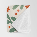 Branches and flowers -  red and green Throw Blanket Gallery Image 3