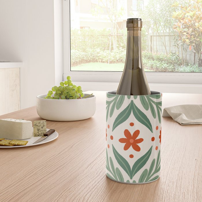 Branches and flowers -  red and green Wine Chiller Gallery Image 4