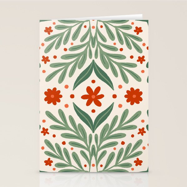 Branches and flowers -  red and green Stationery Card Gallery Image 2