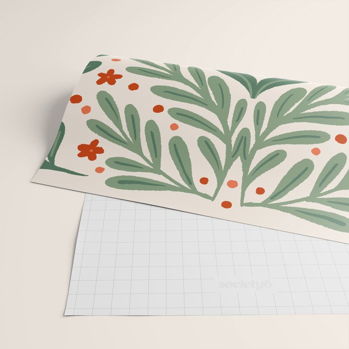 Branches and flowers -  red and green Wrapping Paper Gallery Image 2